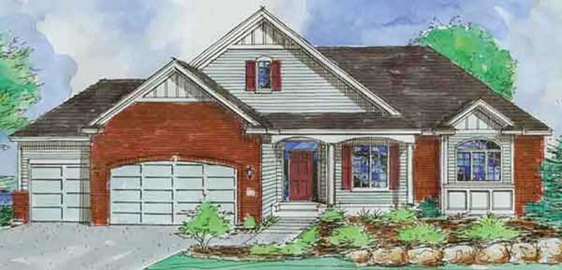 Front view of European home (ThePlanCollection: House Plan #146-1876)