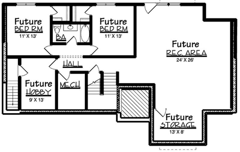 Floor Plan Basement of European Plan #146-1877