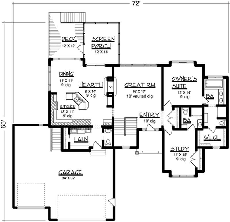 Floor Plan First Story of European Plan #146-1877
