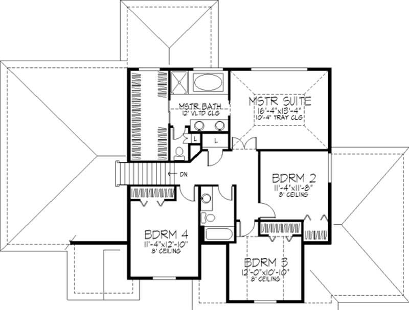 Floor Plan Second Story of European Plan #146-1878