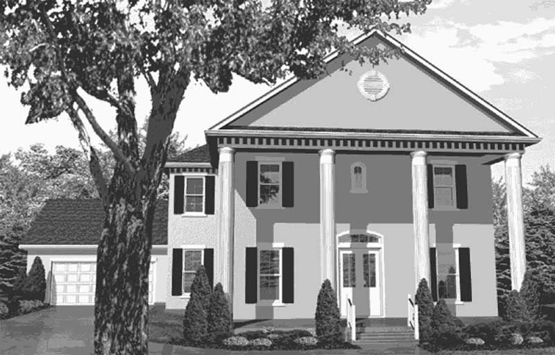 Home Plan Front Elevation of this 4-Bedroom,3079 Sq Ft Plan -146-1880