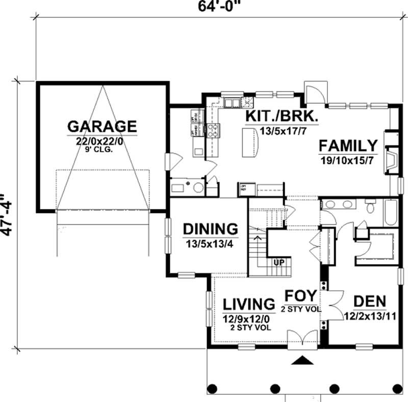 Floor Plan First Story of Colonial Plan #146-1880