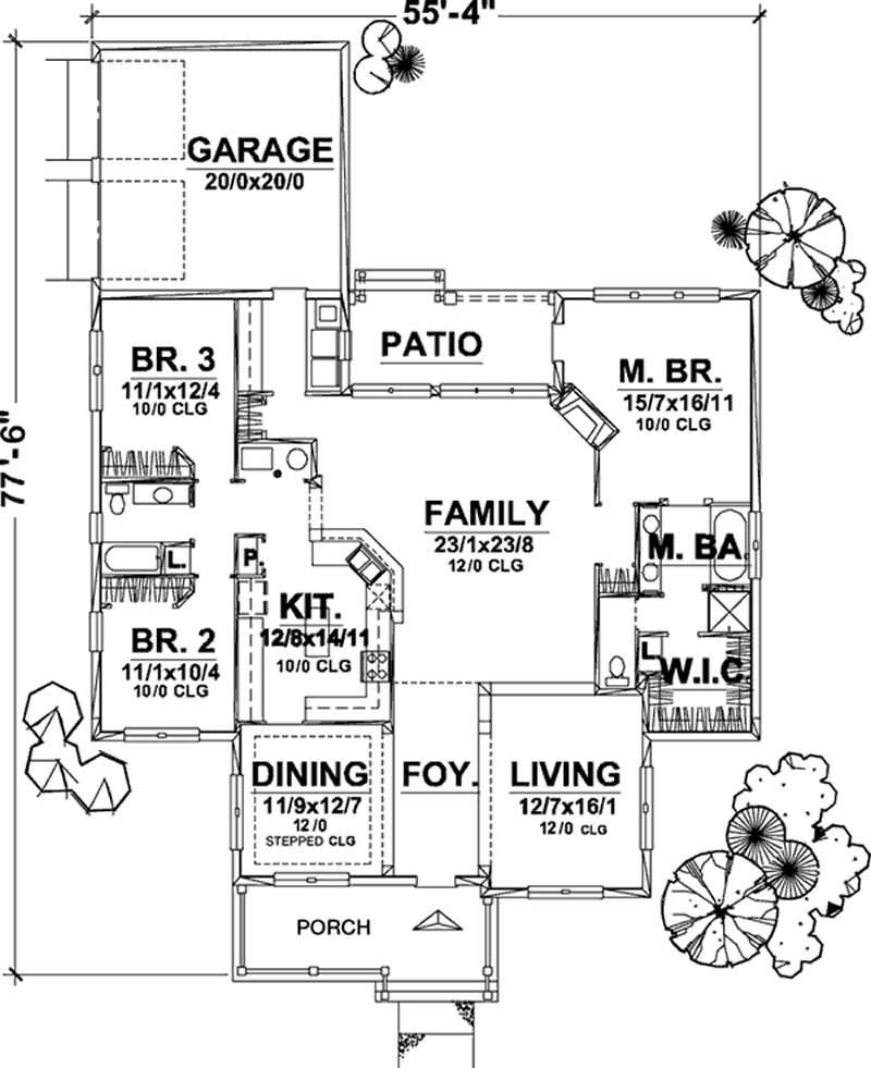 Floor Plan First Story of Country Plan #146-1882
