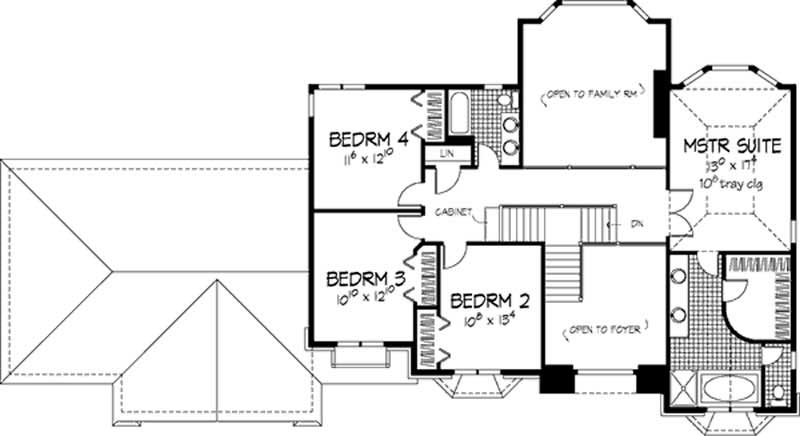 Floor Plan Second Story of European Plan #146-1884