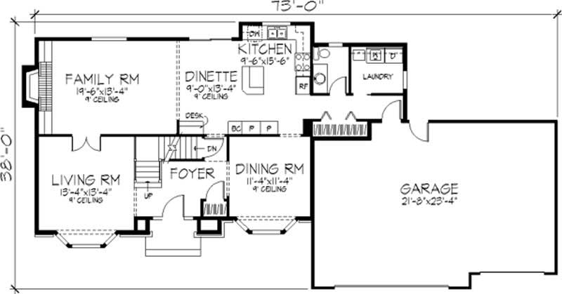 Floor Plan First Story of Tudor Plan #146-1887