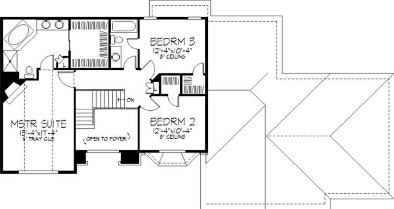 Floor Plan Second Story of Tudor Plan #146-1887
