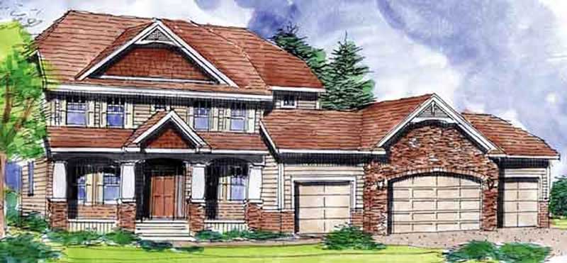 Front view of Country home (ThePlanCollection: House Plan #146-1888)