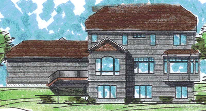 Home Plan Rear Elevation of this 4-Bedroom,2716 Sq Ft Plan -146-1888