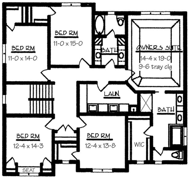 Floor Plan Second Story of Country Plan #146-1889