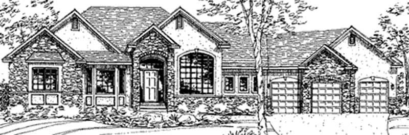 Front view of European home (ThePlanCollection: House Plan #146-1890)