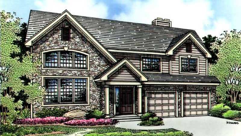 Front view of Country home (ThePlanCollection: House Plan #146-1894)