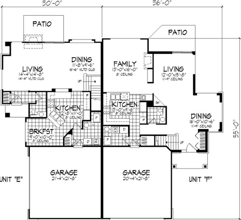 Floor Plan First Story of Country Plan #146-1896