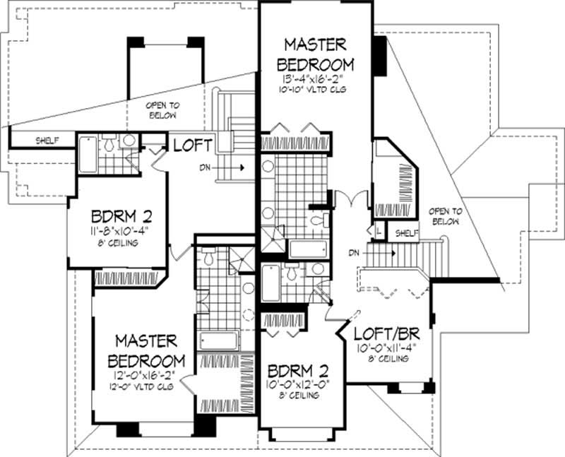 Floor Plan Second Story of Country Plan #146-1896