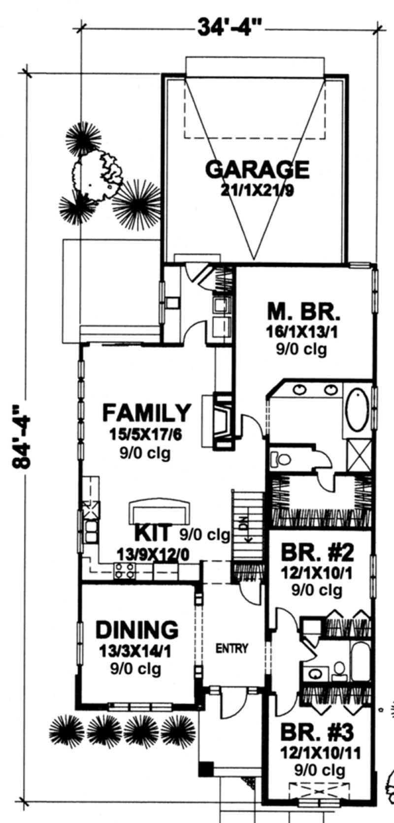 Floor Plan First Story of Bungalow Plan #146-1899
