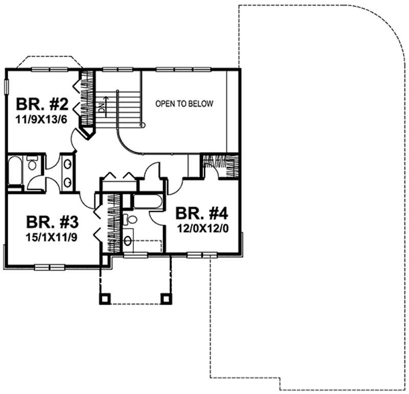 Floor Plan Second Story of European Plan #146-1901