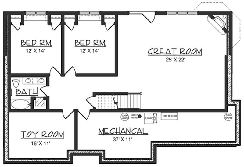 Floor Plan Basement of European Plan #146-1902
