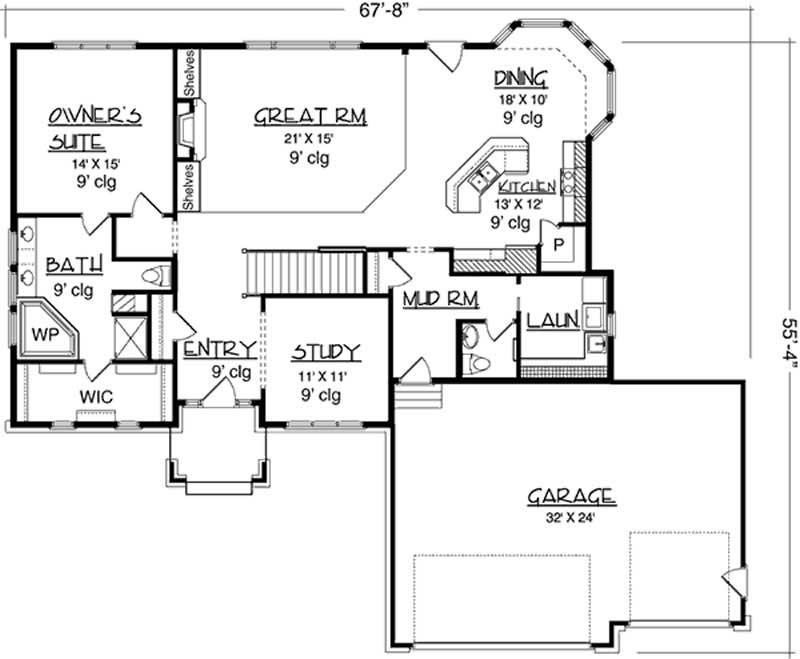 Floor Plan First Story of European Plan #146-1902