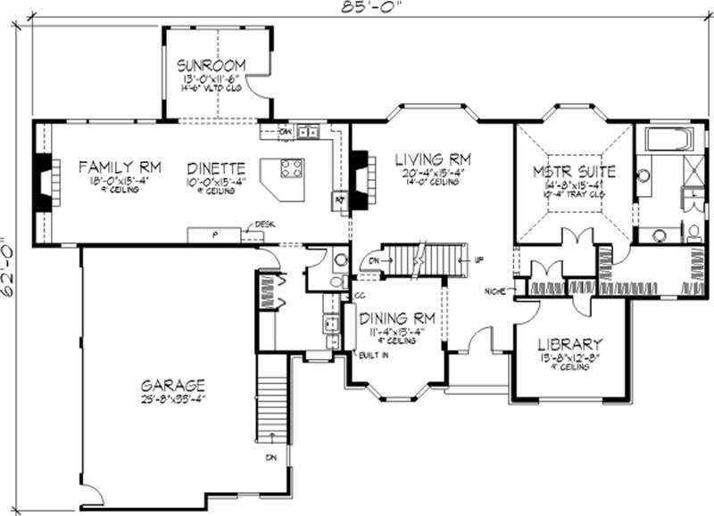 Floor Plan First Story of European Plan #146-1907