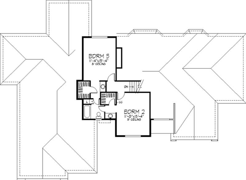 Floor Plan Second Story of European Plan #146-1907