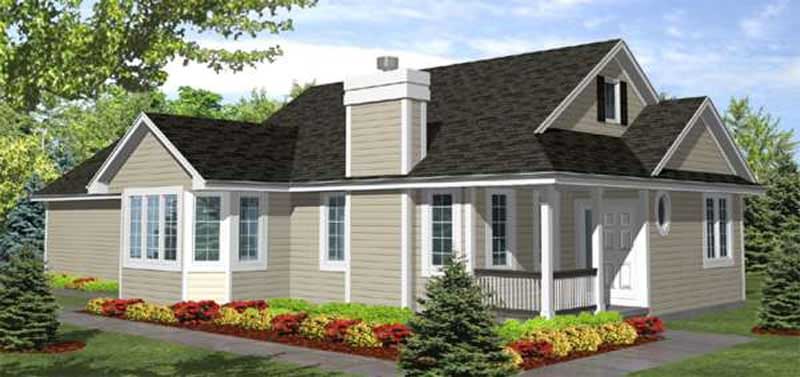 Front view of Country home (ThePlanCollection: House Plan #146-1909)