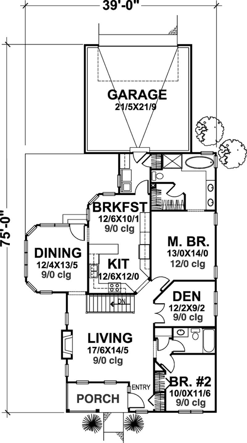 Floor Plan First Story of Country Plan #146-1909