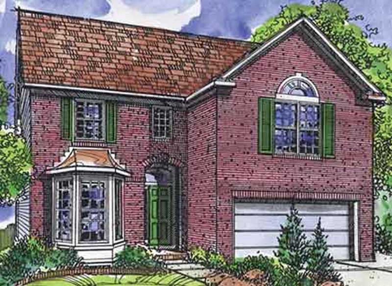 Front view of European home (ThePlanCollection: House Plan #146-1910)
