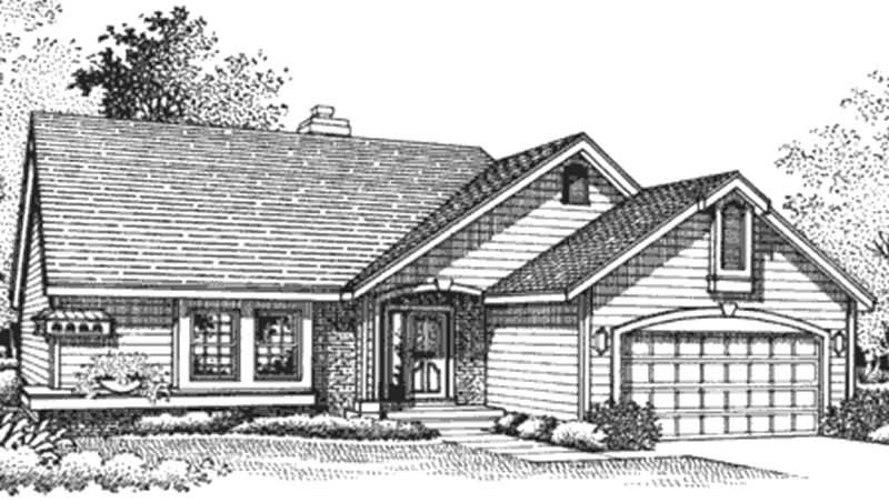 Front view of Country home (ThePlanCollection: House Plan #146-1913)