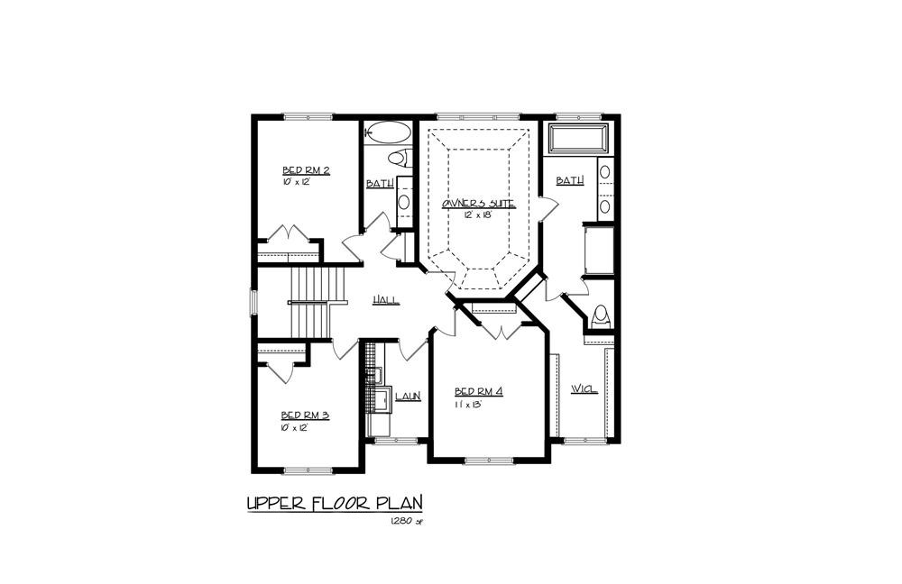 Floor Plan Second Story of Country Plan #146-1917