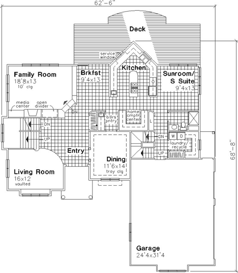 Floor Plan First Story of Country Plan #146-1919