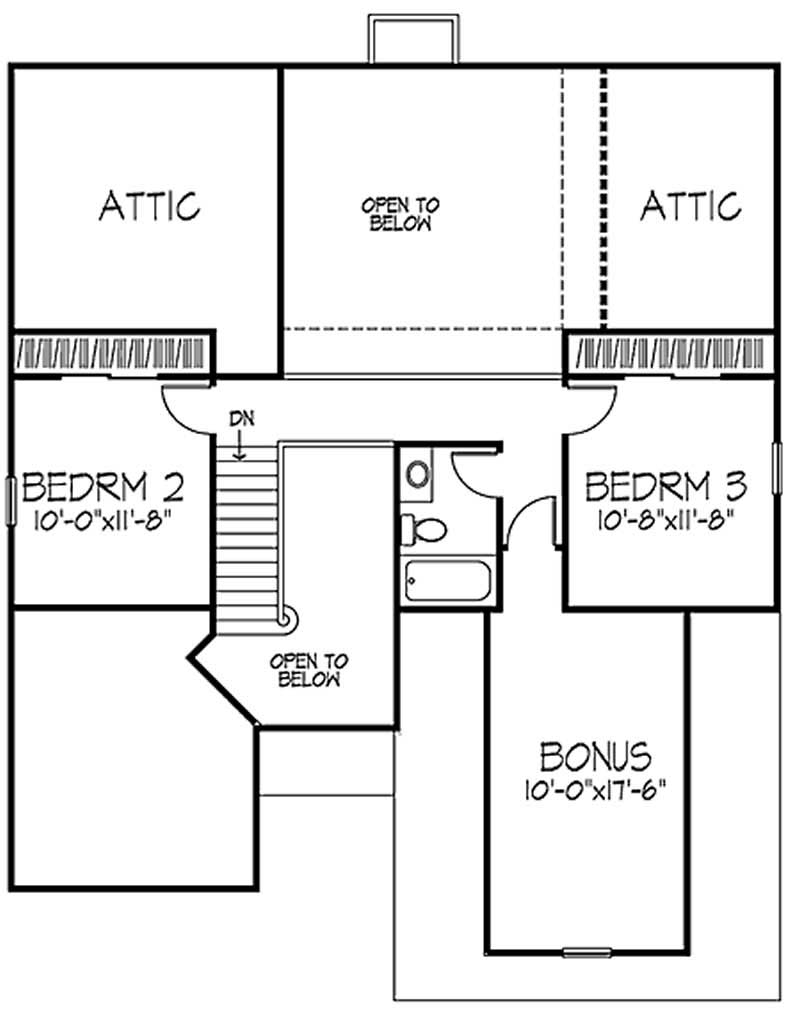 Floor Plan Second Story of Cape Cod Plan #146-1924