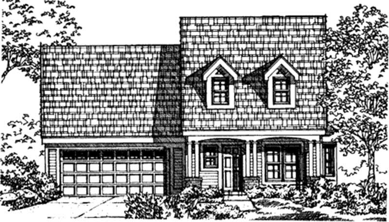 Front view of Cape Cod home (ThePlanCollection: House Plan #146-1926)