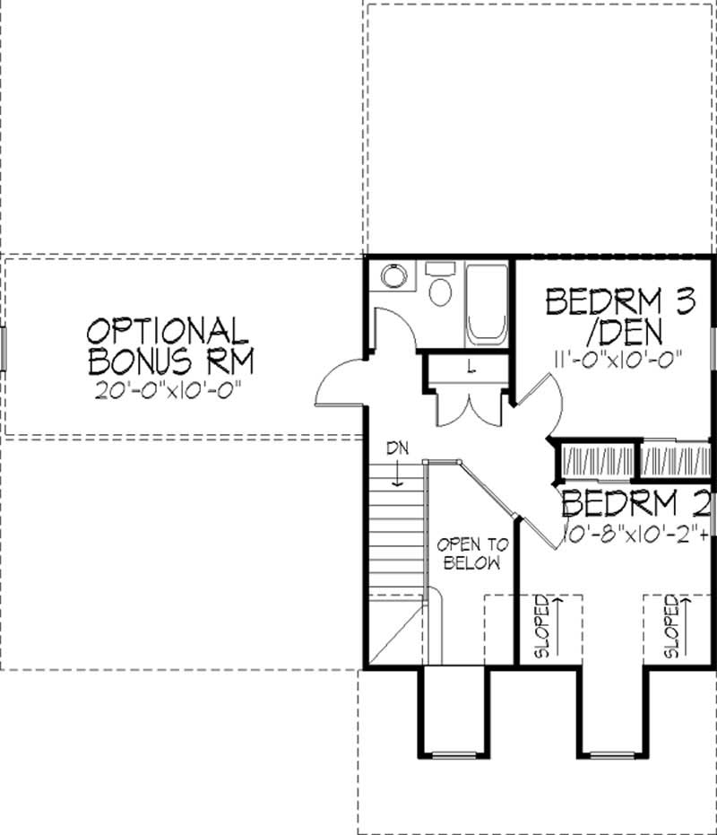 Floor Plan Second Story of Cape Cod Plan #146-1926