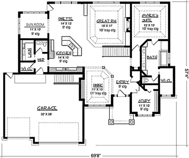 Floor Plan First Story of European Plan #146-1929
