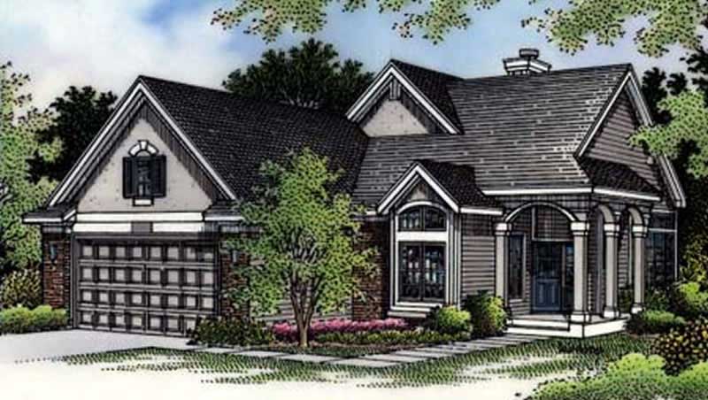 Front view of Country home (ThePlanCollection: House Plan #146-1934)