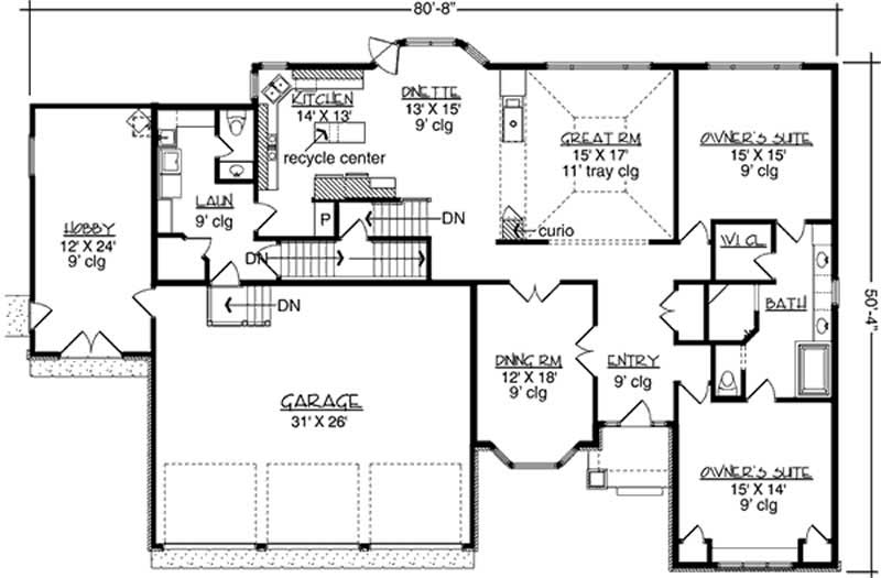 Floor Plan First Story of European Plan #146-1943