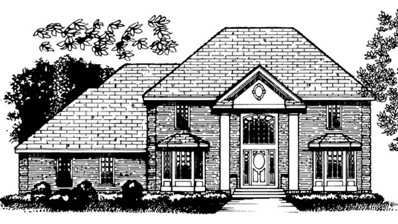 Front view of Colonial home (ThePlanCollection: House Plan #146-1944)