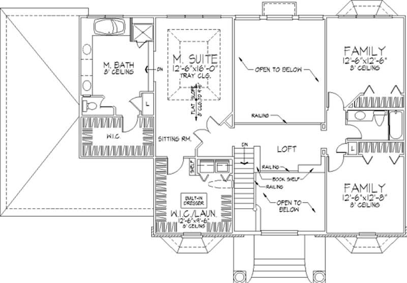 Floor Plan Second Story of Colonial Plan #146-1944