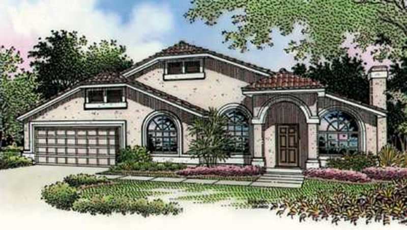 Front view of Florida Style home (ThePlanCollection: House Plan #146-1948)