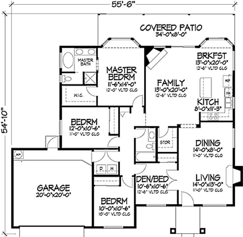 Floor Plan First Story of Florida Style Plan #146-1948