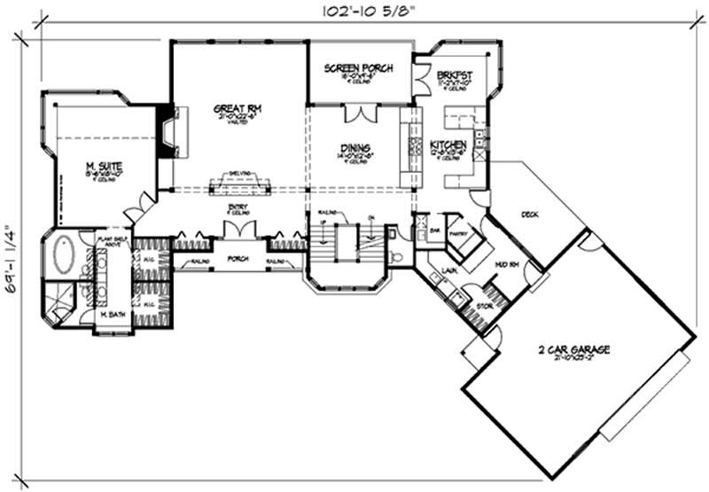 Floor Plan First Story of Country Plan #146-1957