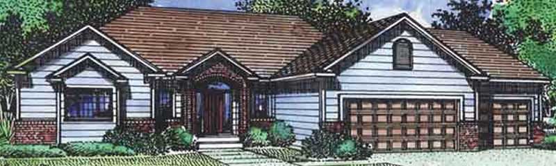 Front view of Country home (ThePlanCollection: House Plan #146-1960)