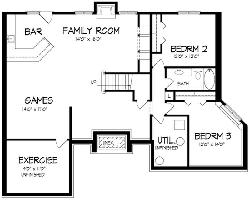 Floor Plan Basement of Country Plan #146-1960