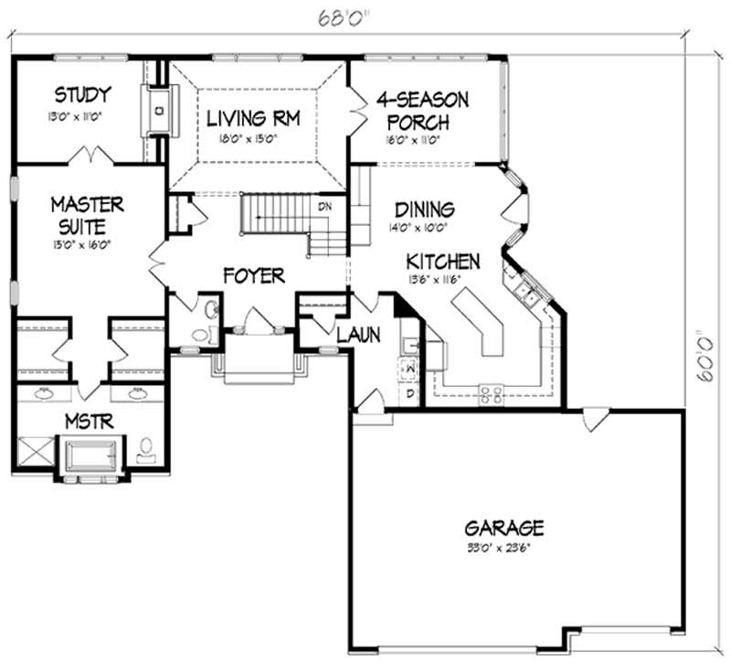 Floor Plan First Story of Country Plan #146-1960