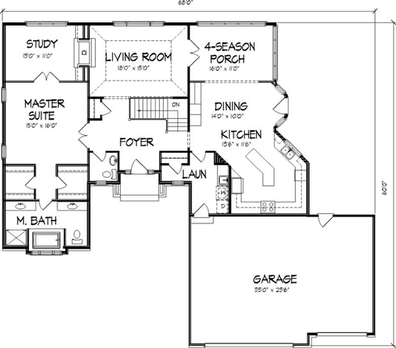 Floor Plan Second Story of Country Plan #146-1960