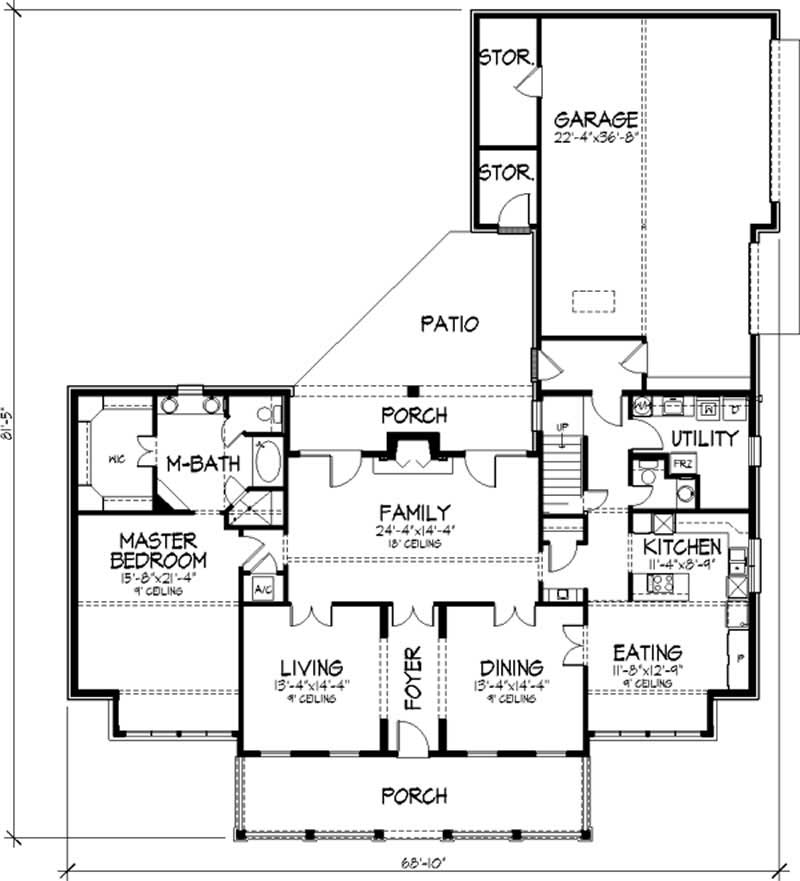 Floor Plan First Story of Colonial Plan #146-1963