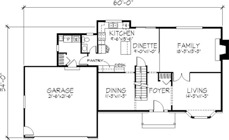 Floor Plan First Story of Tudor Plan #146-1964
