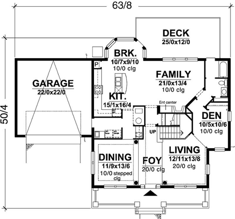 Floor Plan First Story of Ranch Plan #146-1965