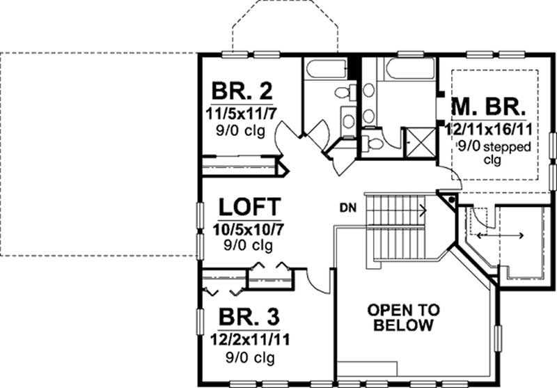 Floor Plan Second Story of Ranch Plan #146-1965