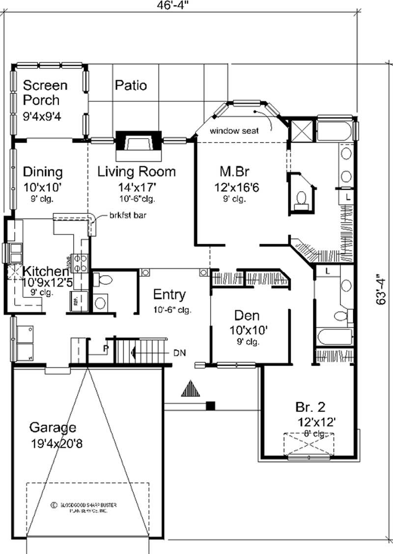Floor Plan First Story of Bungalow Plan #146-1966