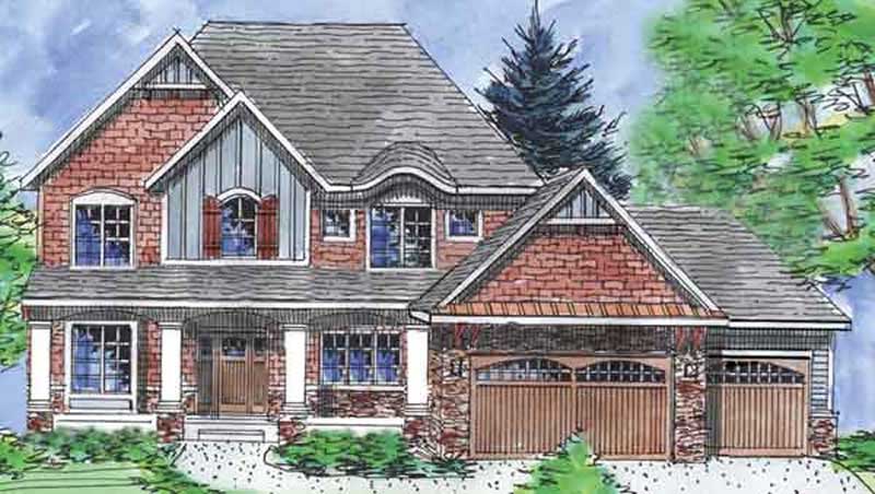 Front view of Country home (ThePlanCollection: House Plan #146-1967)